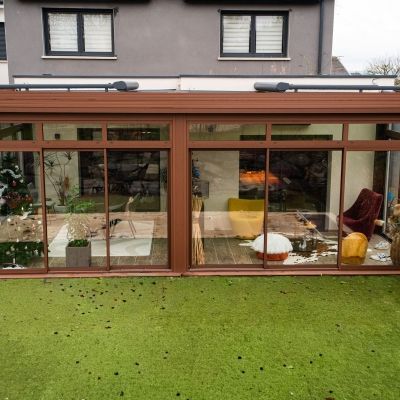 Grande véranda bois et alu