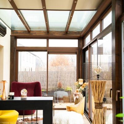 Grande véranda bois et alu