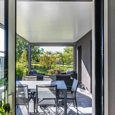 Auvent Pergola Abri de terrasse gris clair