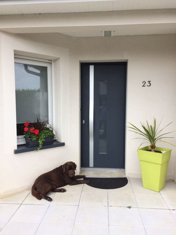 Porte d'entrée alu grise