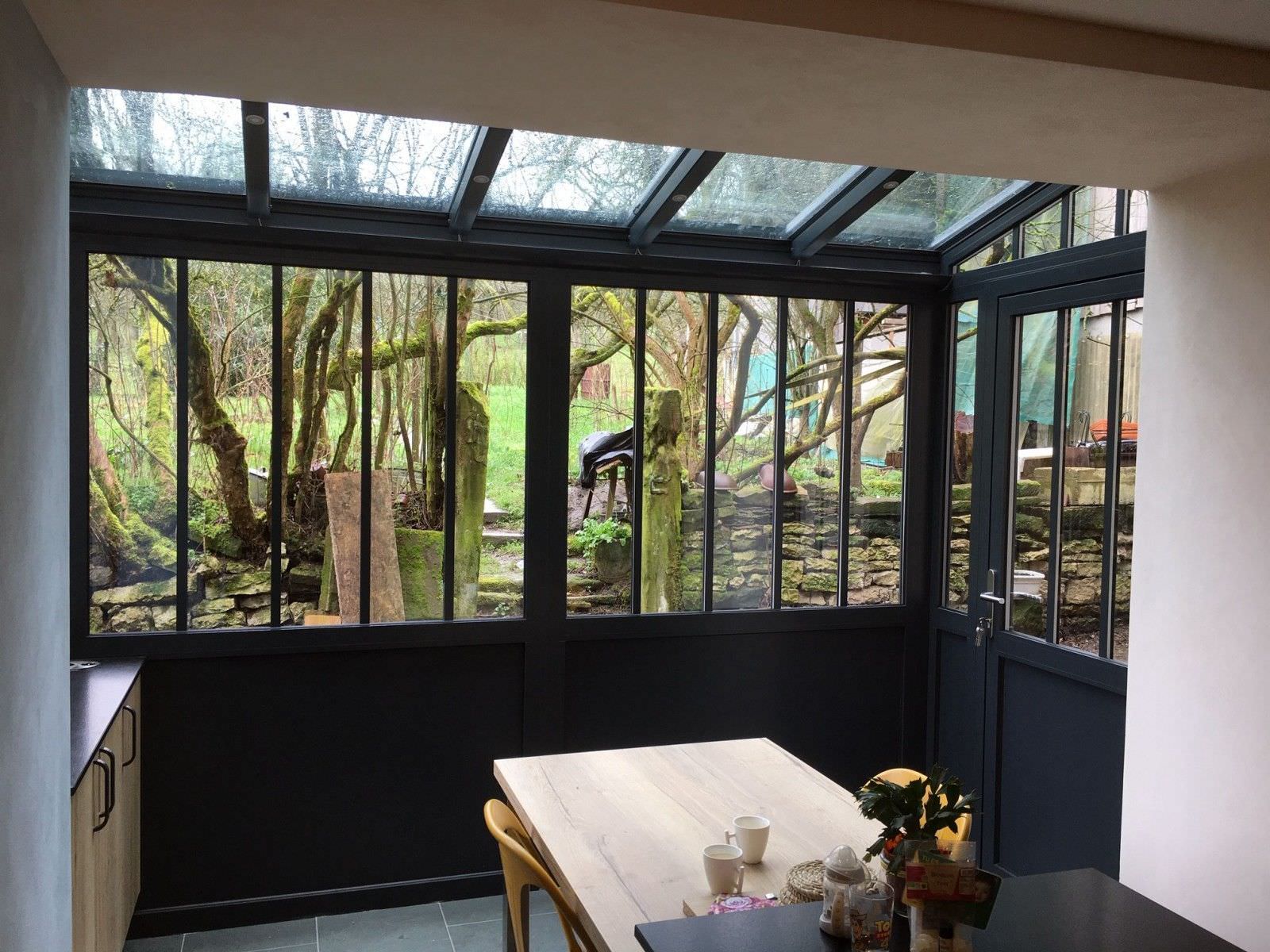Véranda style Verrière atelier en aluminium