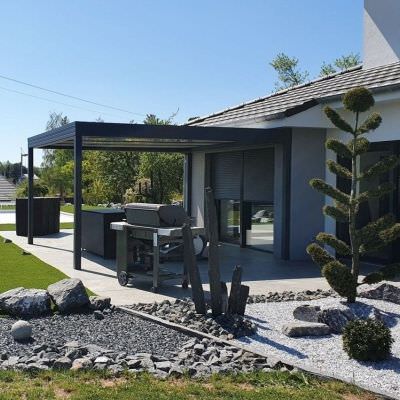 Auvent Pergola design alu gris anthracite