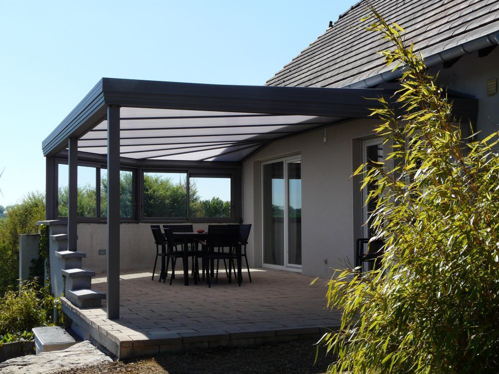Auvent fermeture de terrasse alu gris