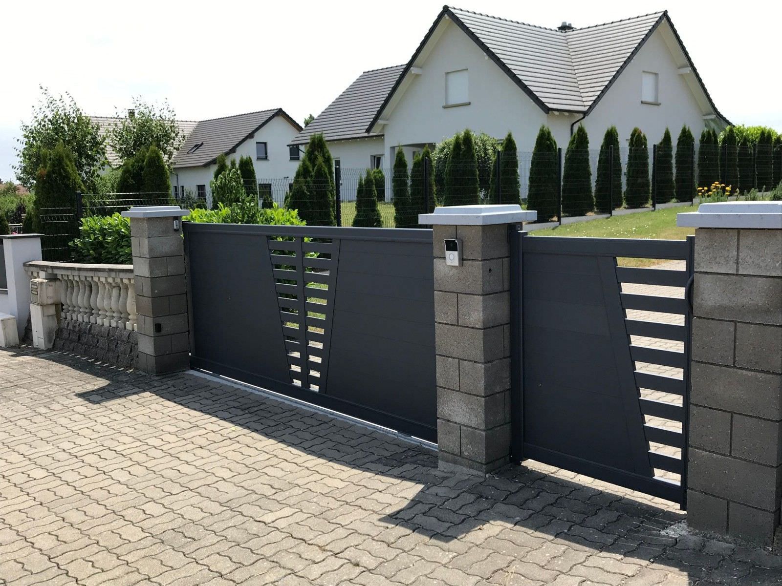 Pose de Portail coulissant et portillon moderne en alu