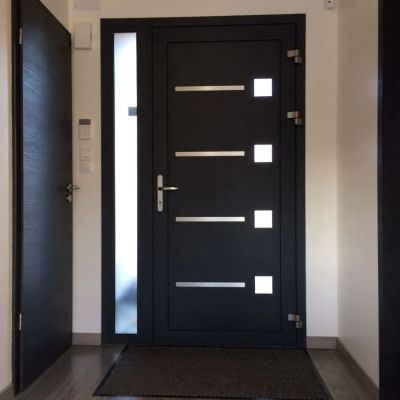 Porte d'entrée alu moderne avec tierce 