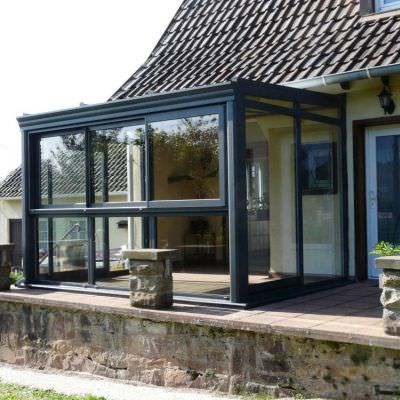 Véranda aluminium grise Protection Vent La Petite-Pierre (67) Véranda aluminium grise Protection Vent La Petite-Pierre (67)