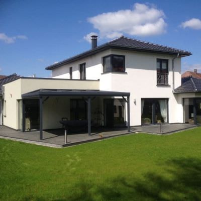 Auvent Pergolas aluminium gris contemporain