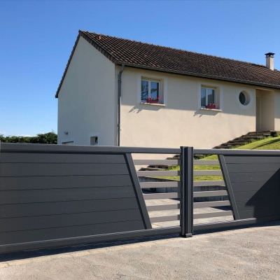 Portail 2 vantaux alu gris Xocourt (57) Portail 2 vantaux alu gris Xocourt (57)