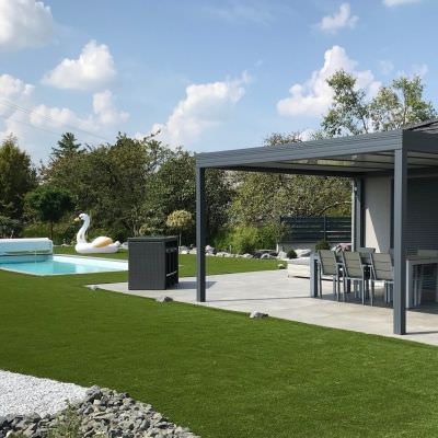 Auvent Pergola design alu gris anthracite