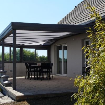 Auvent fermeture de terrasse alu gris