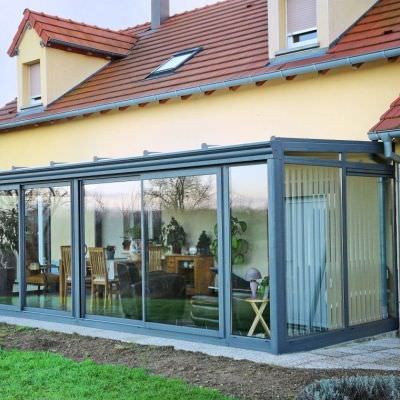 Véranda alu classique toit en pente Lorraine Alsace Véranda alu classique toit en pente Lorraine Alsace